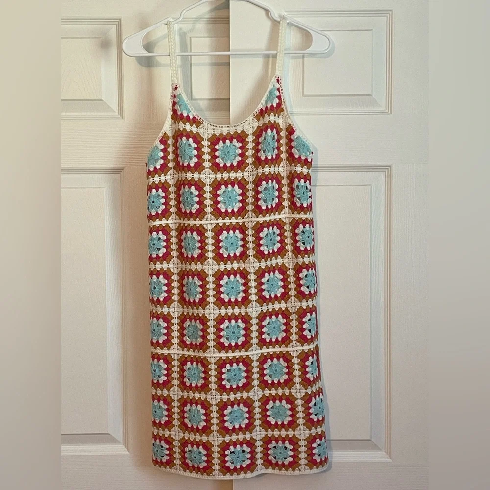 Willow & Wind EUC Boho Women’s Crochet Tank Lined Mini Dress Size S Cottagecore - Picture 2 of 12